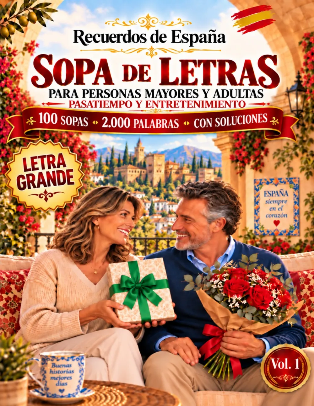 Portada de «Recuerdos de España. Sopa de Letras para Personas Mayores y Adultas con Letra Muy Grande»